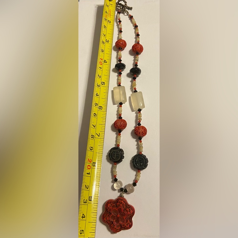 Artisan Cinnabar & More Bead Necklace #7712 ❤️🔥 - Picture 4 of 11